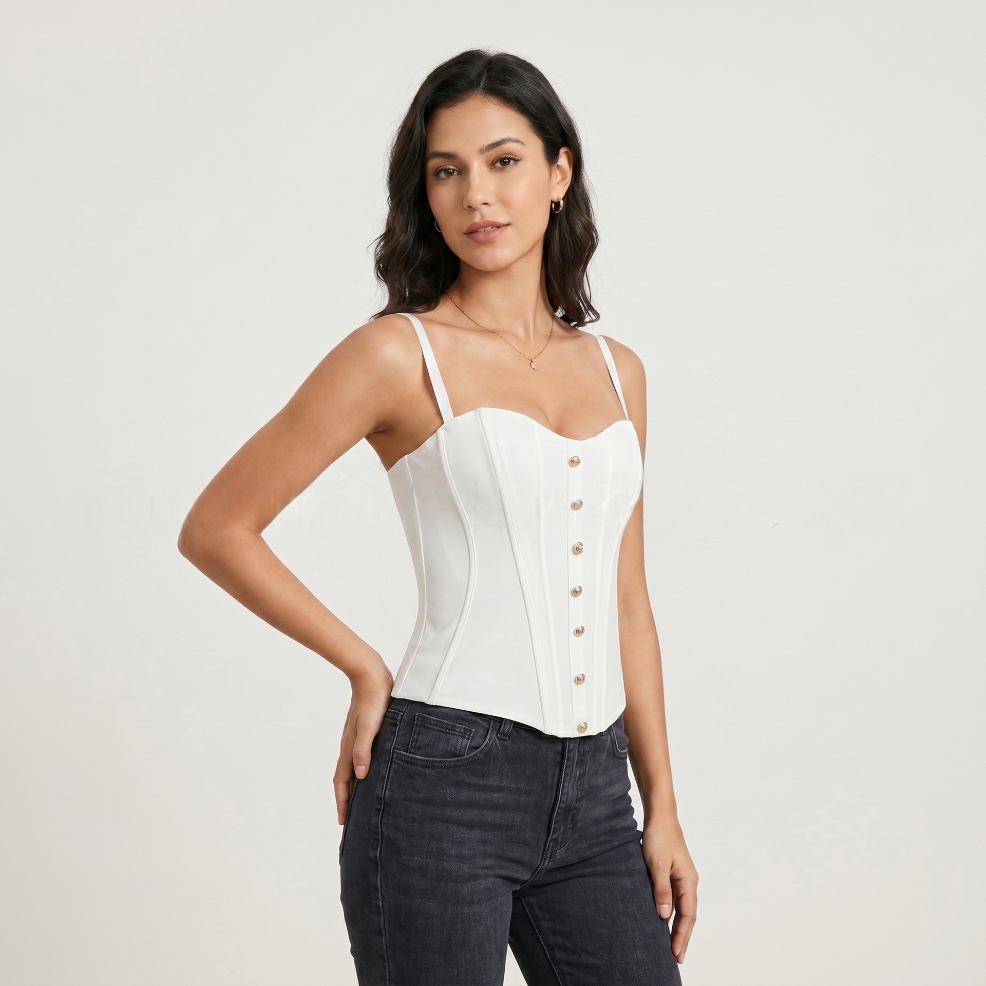 Women Spaghetti Strap Corset Top - Slim Fit Body Shaper Outer Wear Bustier Top